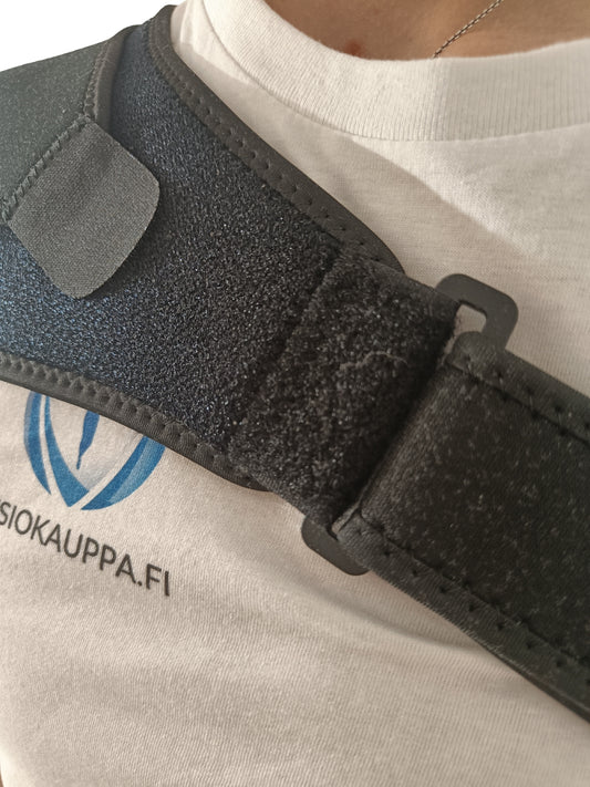Kuvassa lähikuva olkapäätuesta ja sen hyvästä laadusta