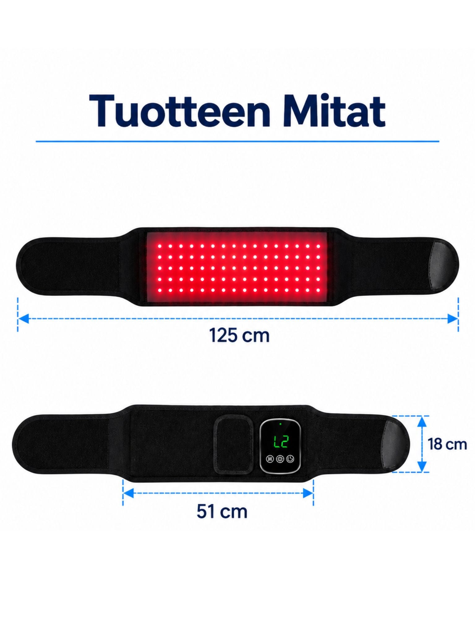 Punavalovyön mittatiedot kuvattuna.